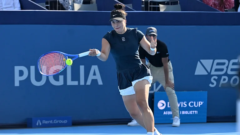 Bianca Andreescu in action at the Hopman Cup finals - null
