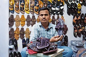 Photo: Dinesh Parab : All in the Family: Vasudev Yeshwant Abhaynkar is a Kolhapuri chappal seller. His father and grandfather were in the same profession