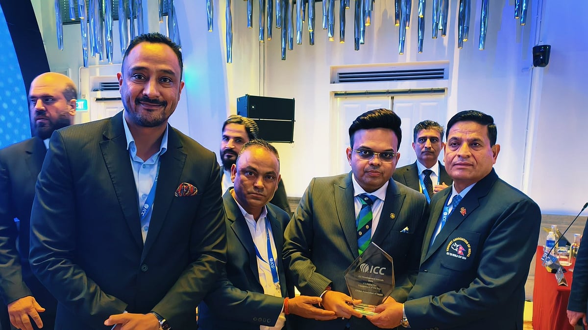 Photo: X | CAN : Nepal cricket officials with ICC Chairman Jay Shah.