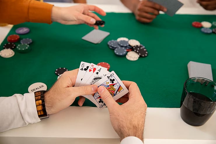 Casino coins and cards
