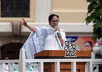 Sandipan Chatterjee/Outlook India : Mamata Banerjee addressing supporters at Martyrs' Day rally in Kolkata on July 21, 2025.