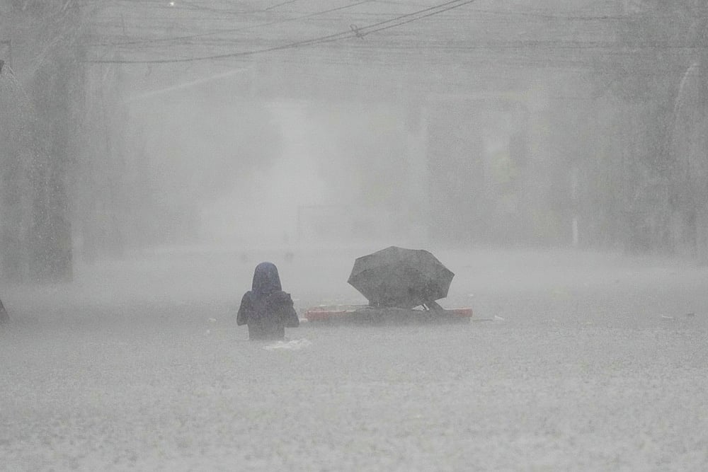 Philippines Asia Storm; Floods after Tropical storm Wipha in Quezon city_heavy downpour