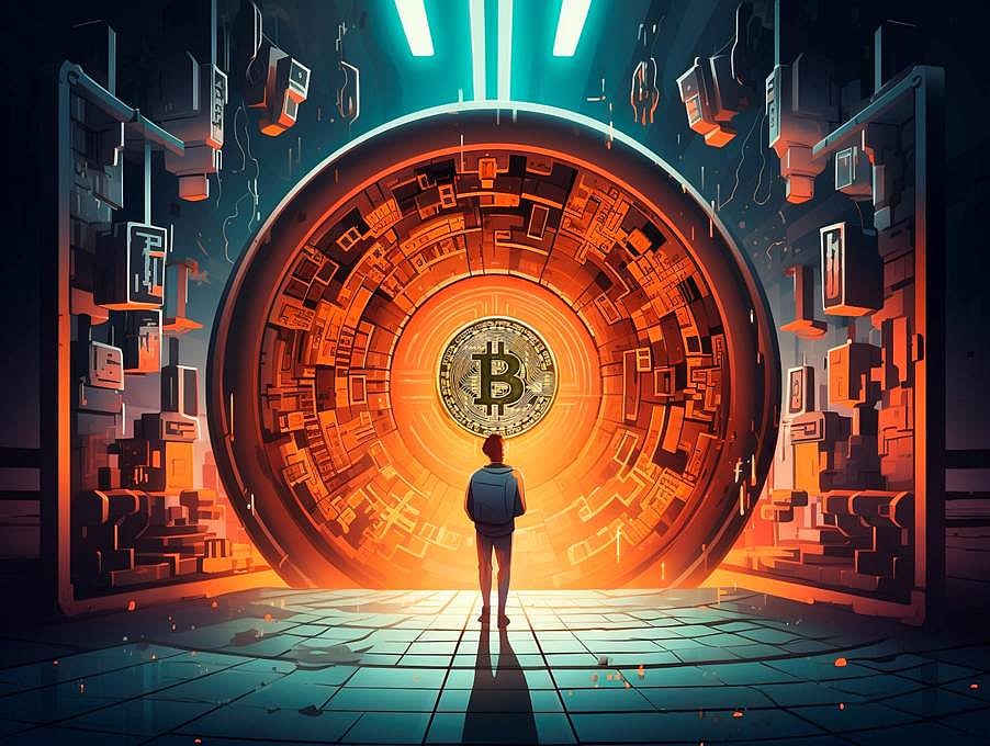 Man in front of Bitcoin Vault