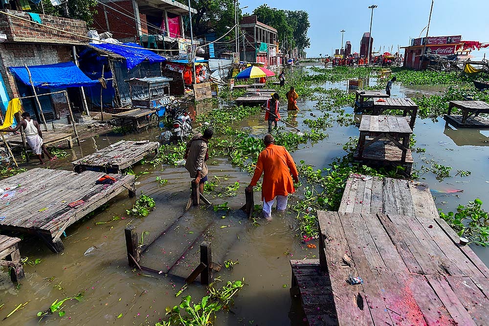 | Photo: PTI : Increase in water level of Rivers Ganga and Yamuna