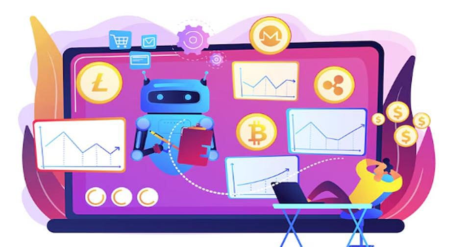 Robot with crypto charts