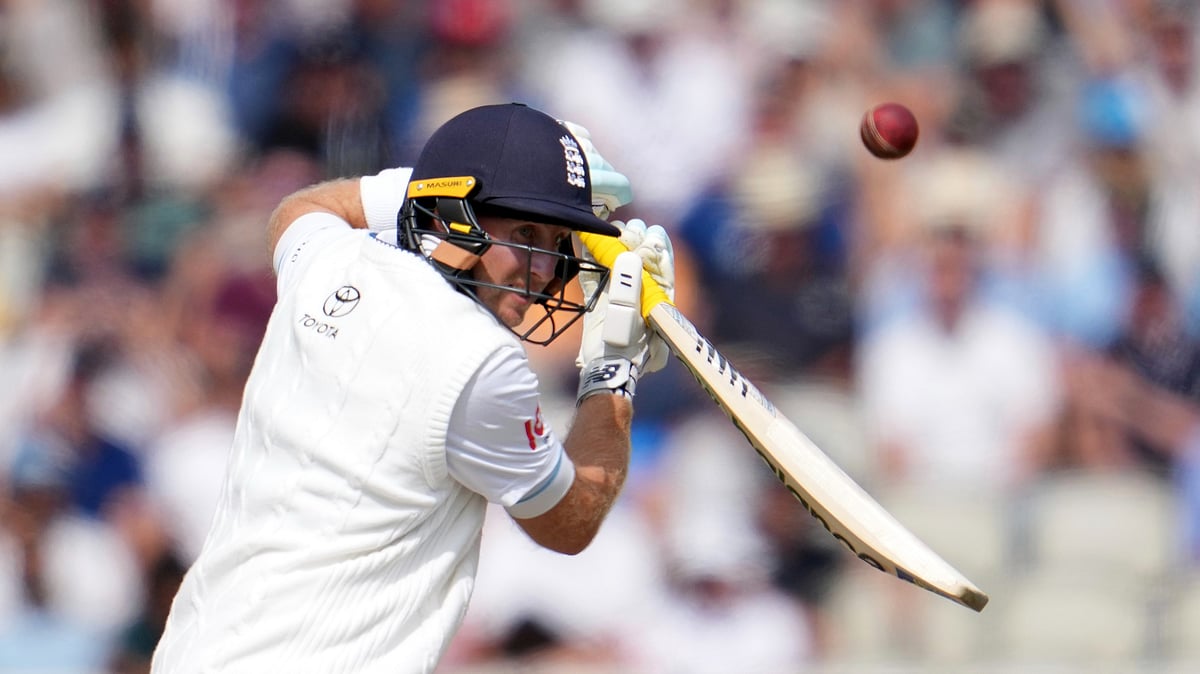 Englands Joe Root plays a shot on the third day of the fourth test. AP