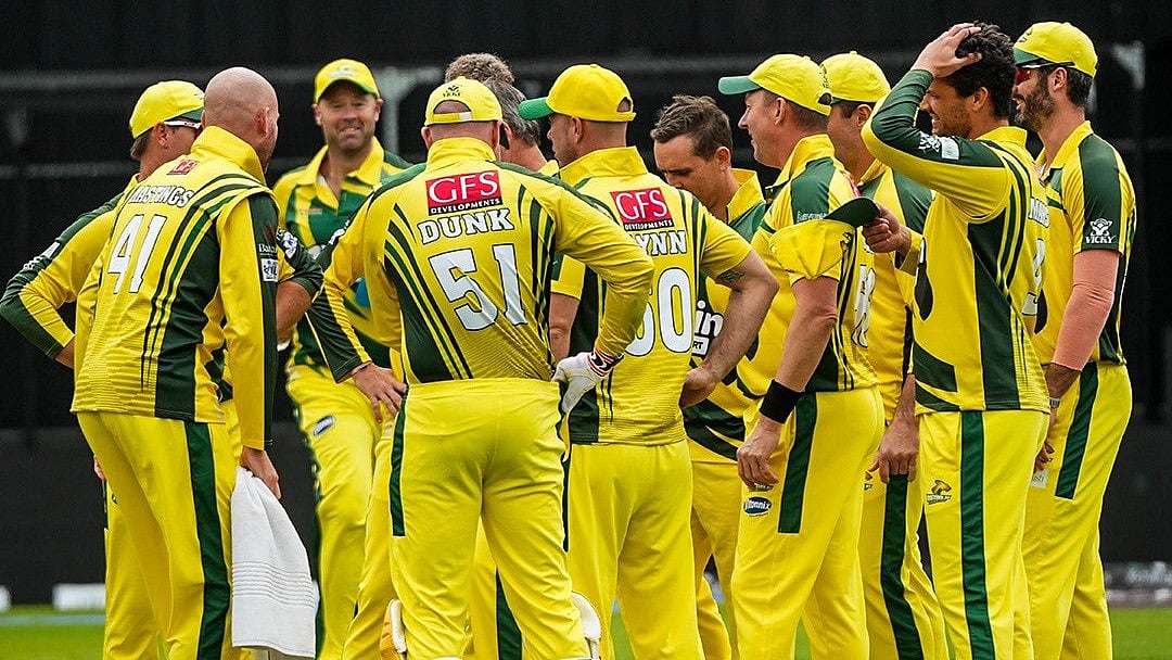 | Photo: X/AustraliaChamps : File photo of the Australia Champions squad in action in WCL 2025 against India Champions.