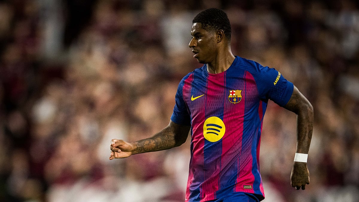 Photo: X/FC Barcelona : Vissel Kobe Vs Barcelona, Club Friendlies: Marcus Rashford in action in the second half.