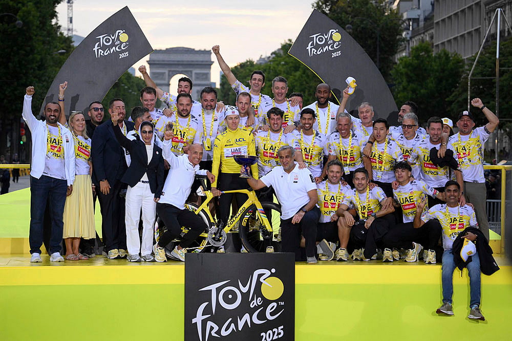 Tour De France 2025 cycling race Last stage photos: Tadej Pogacar with UAE Team Emirates XRG 