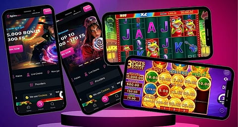 From Left: Spins Up Home Page, Promo Page, Elvis Frog Trueways, 3 Pots of Egypt
