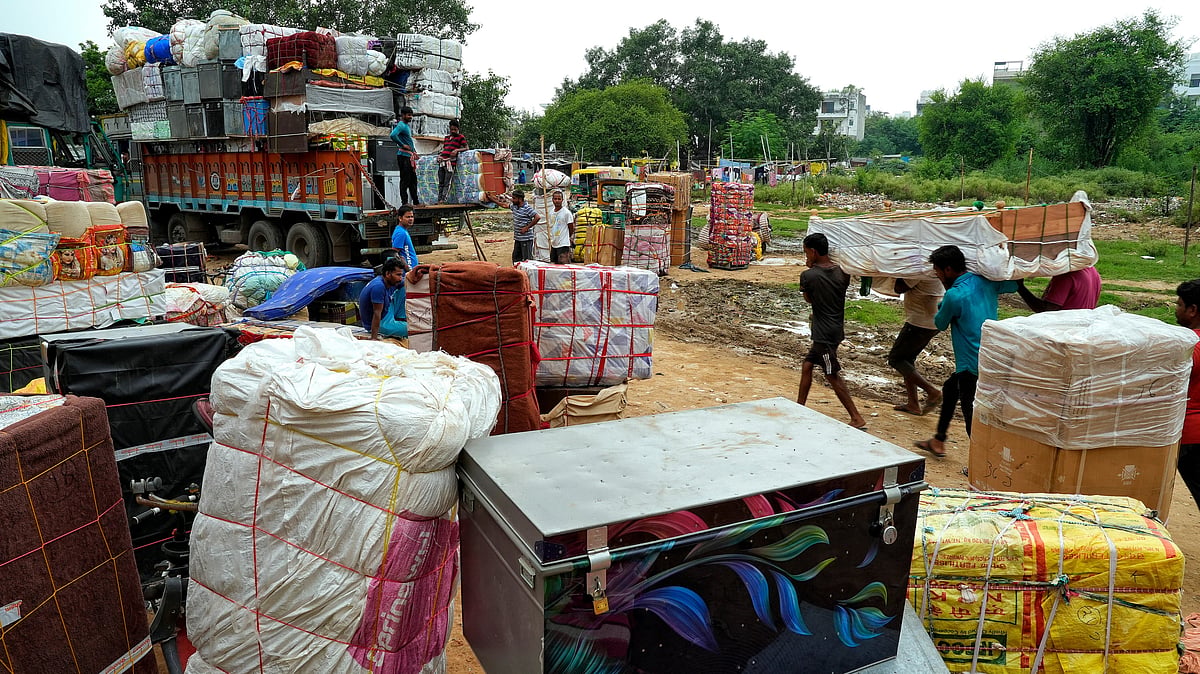 Packed belongings of migrant workers in Gurugram who left for native homes in West Bengal  - SURESH K PANDEY