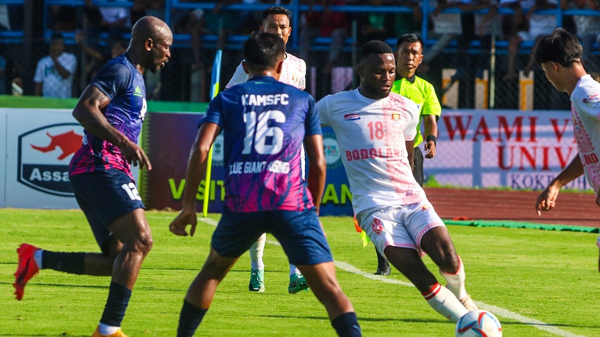 Photo: X/Durand Cup : Bodoland FC Vs Karbi Anglong Morning Star FC Live Score, Durand Cup: Action from the first half in Kokrajhar.