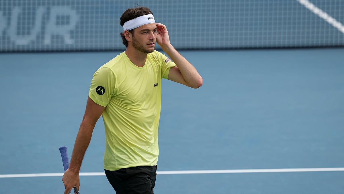 Taylor Fritz in action against Roberto Carballes Baena in the Canada Open 2025.
