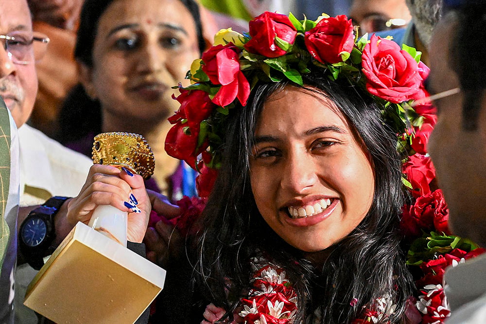 | Photo: PTI : FIDE Women's World Cup 2025 champion Divya Deshmukh 