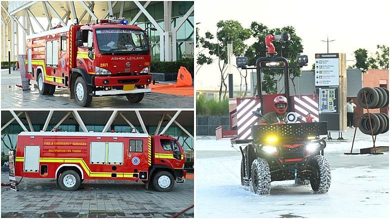 Modern fire trucks and ATV fire vehicle display