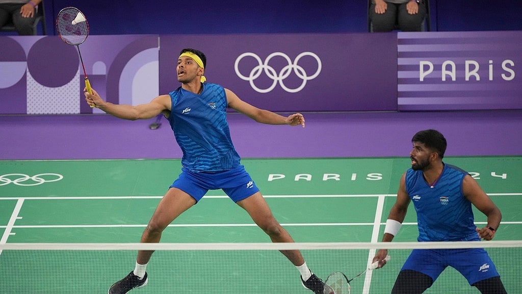 Photo: AP : File photo of India's men's doubles pairing Satwiksairaj Rankireddy and Chirag Shetty in action at the Paris Olympics.