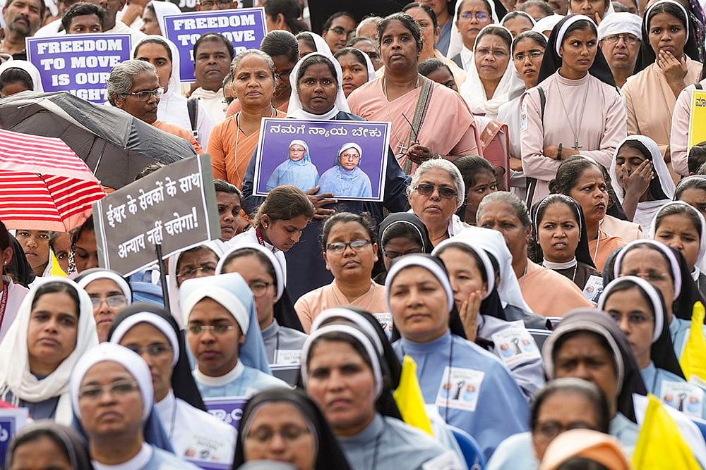 Protest against the arrest of Kerala nuns
