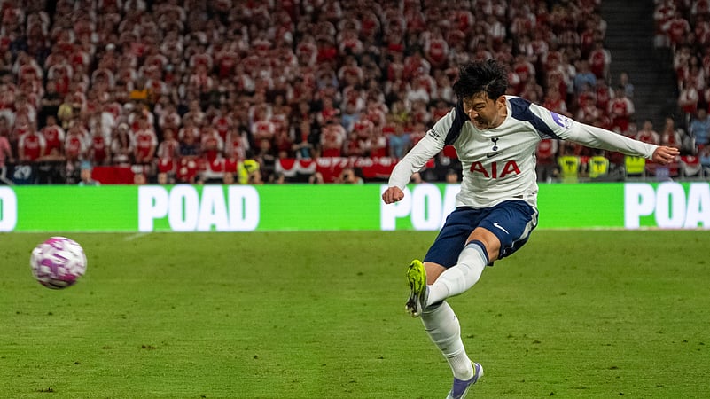 Tottenham Hotspurs Son Heung-min plays the ball. AP