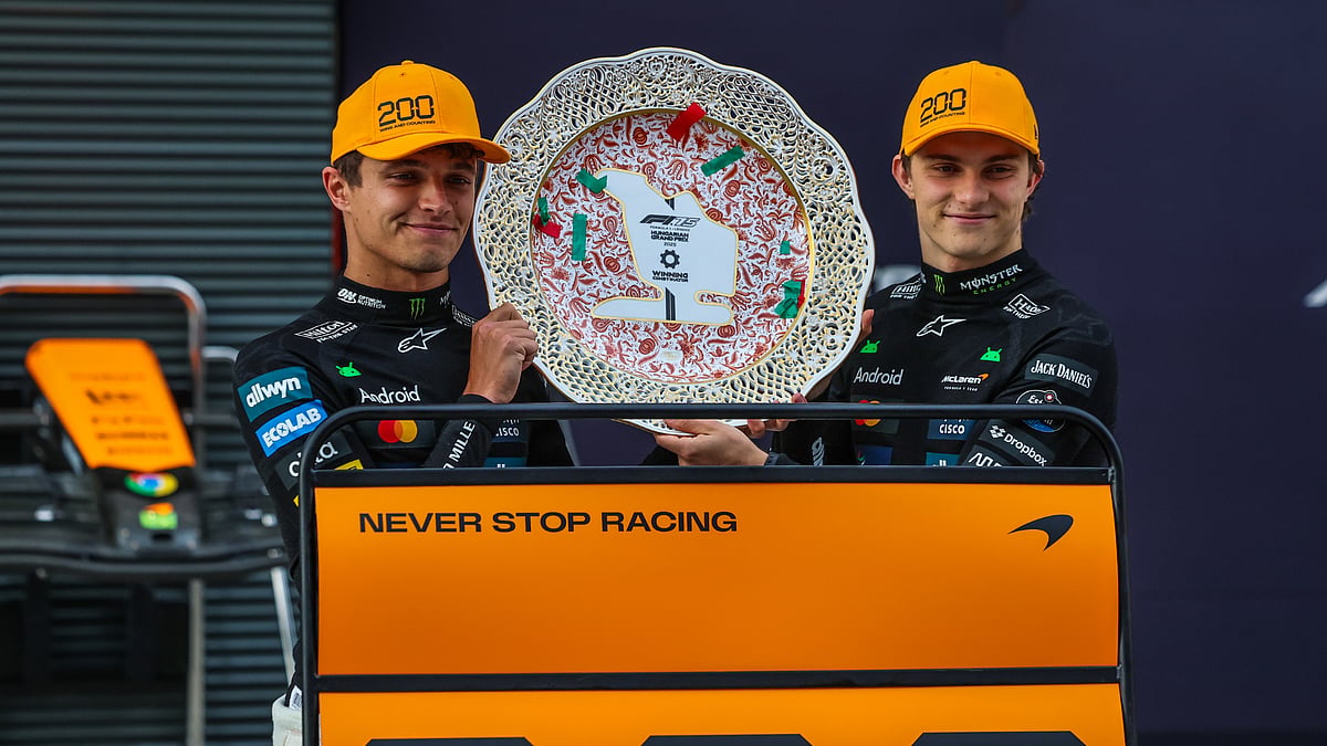 McLaren duo Lando Norris and Oscar Piastri at the Hungarian Grand Prix. - File