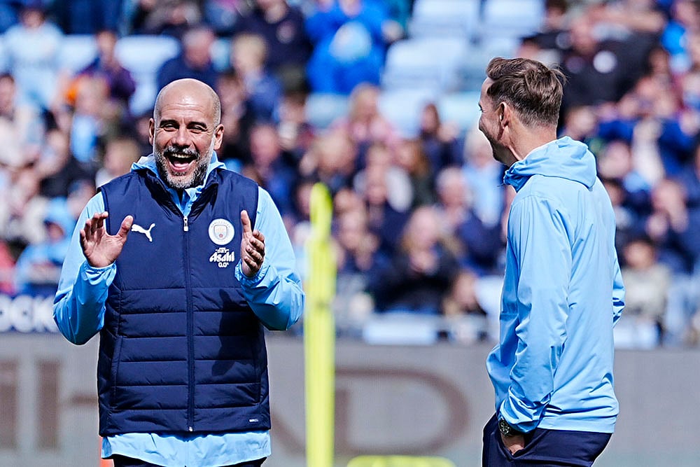 Manchester City soccer team training photos: Pep Guardiola