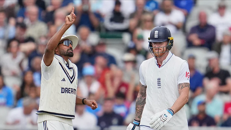 Indias Mohammed Siraj, left, appeals unsuccessfully for the wicket. AP