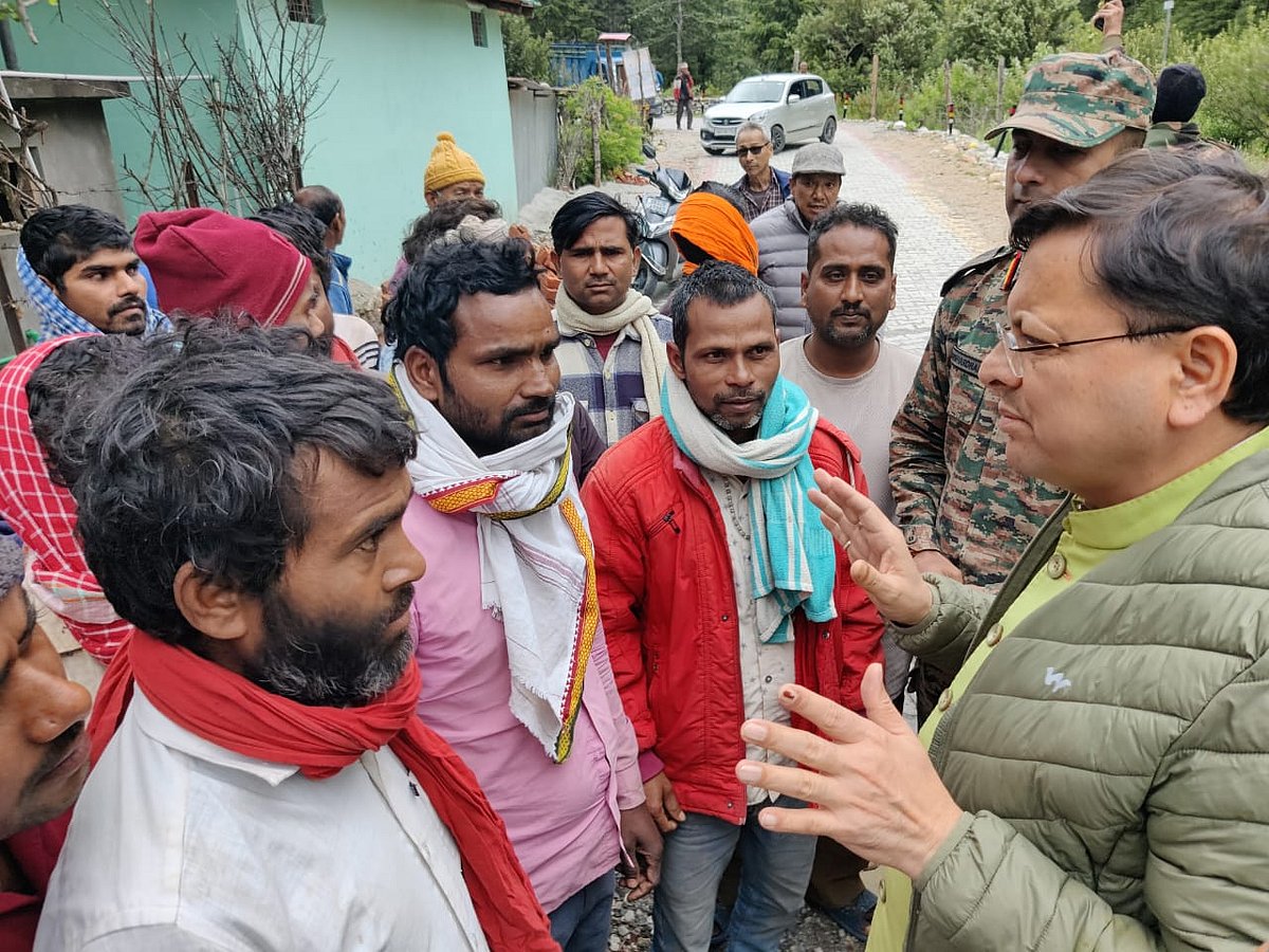 File photo : Uttarakhand CM Dhami interacting with locals after the disaster