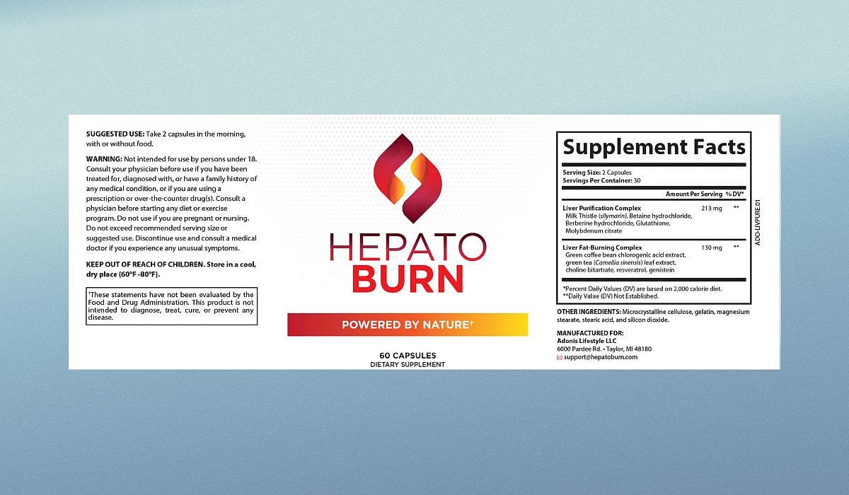 Hepato Burn label with directions and Ingredients