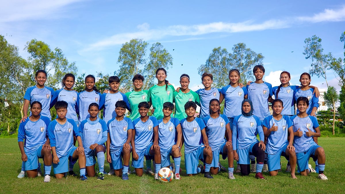 | Photo: X/IndianFootball : India vs Myanmar, AFC U20 Asian Cup 2026 Qualifiers: The India U20 Women's squad poses before the Group D fixture.