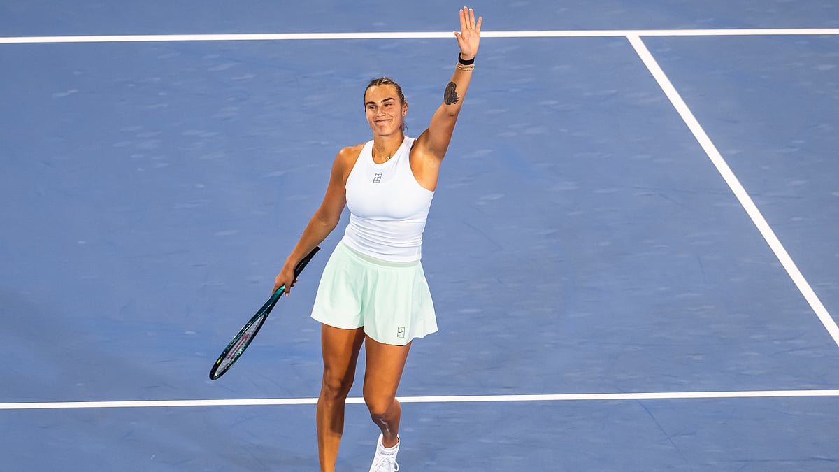 Aryna Sabalenka acknowledges the crowd in Ohio