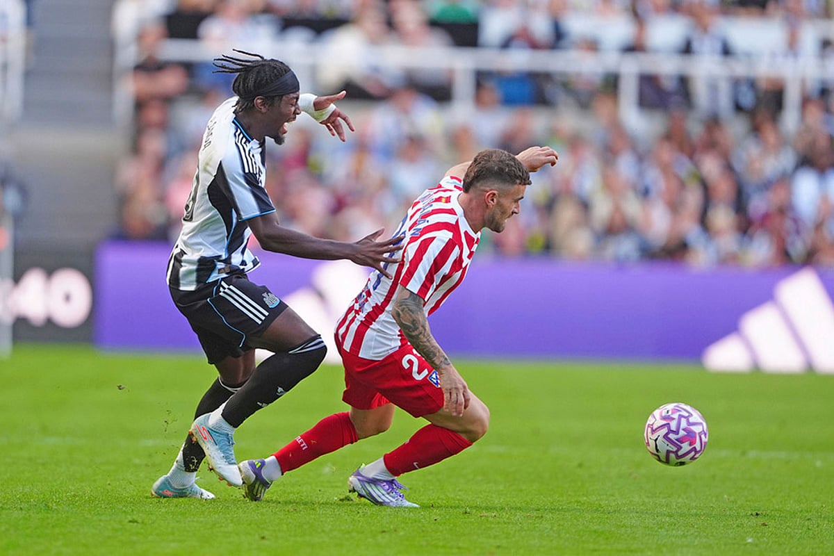 Britain Soccer Club Friendly Newcastle United Vs Atletico Madrid match photos: Anthony Elanga