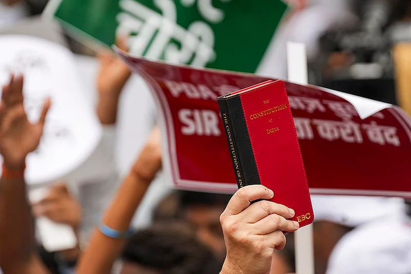 INDIA bloc MPs hold protest march over revision of the voter list, in New Delhi_
