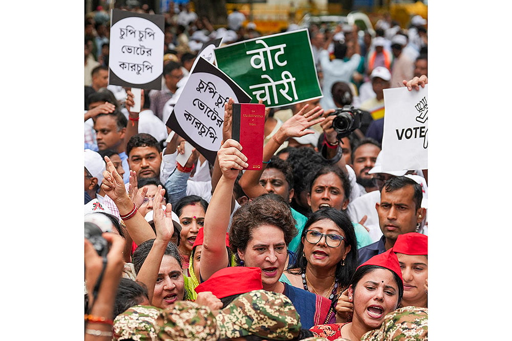 INDIA bloc MPs hold protest march over revision of the voter list, in New Delhi_Sagarika Ghose