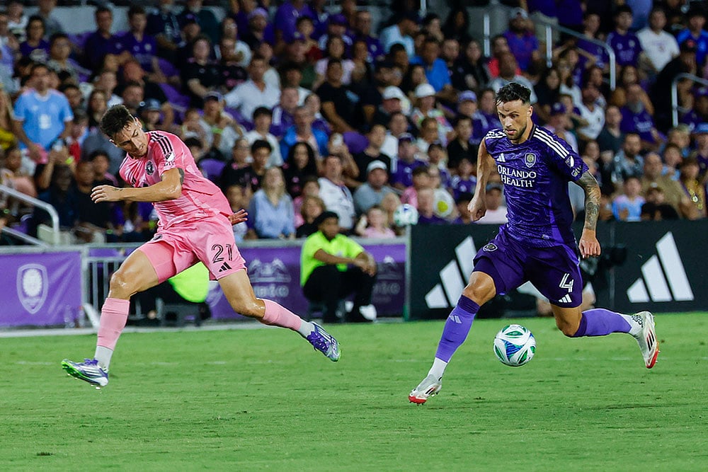 MLS soccer match Inter Miami vs Orlando city in Florida: David Brekalo 