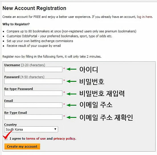 New account registration form details and benefits