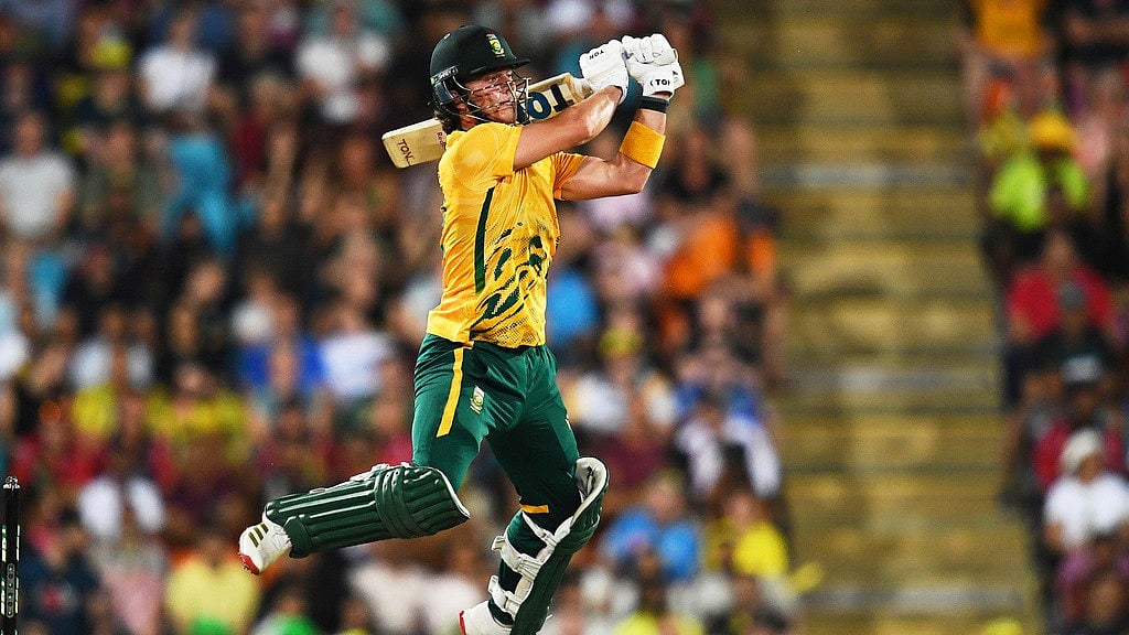 AP/JONO SEARLE : Dewald Brevis of South Africa bats during the T20 international cricket match between Australia and South  Africa