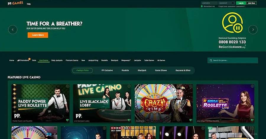 Paddy power live casino games page