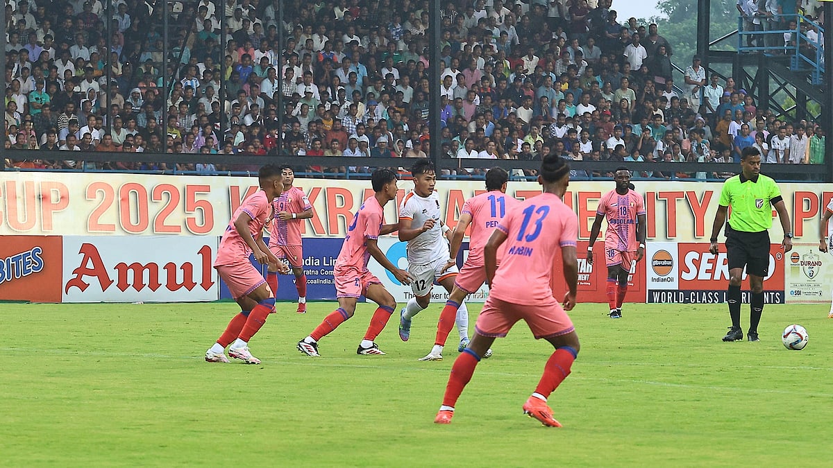 | Photo: Durand Cup/Debabrata Biswas             : Bodoland FC vs ITBP FT Live Score, Durand Cup 2025: Bodoland FC players in action against Punjab FC in the Group D fixture.
