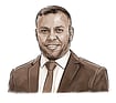 Illustration: Saahil Bhatia, Outlook : Dr Ismael al-Thawabta, Director, Gaza Media Office