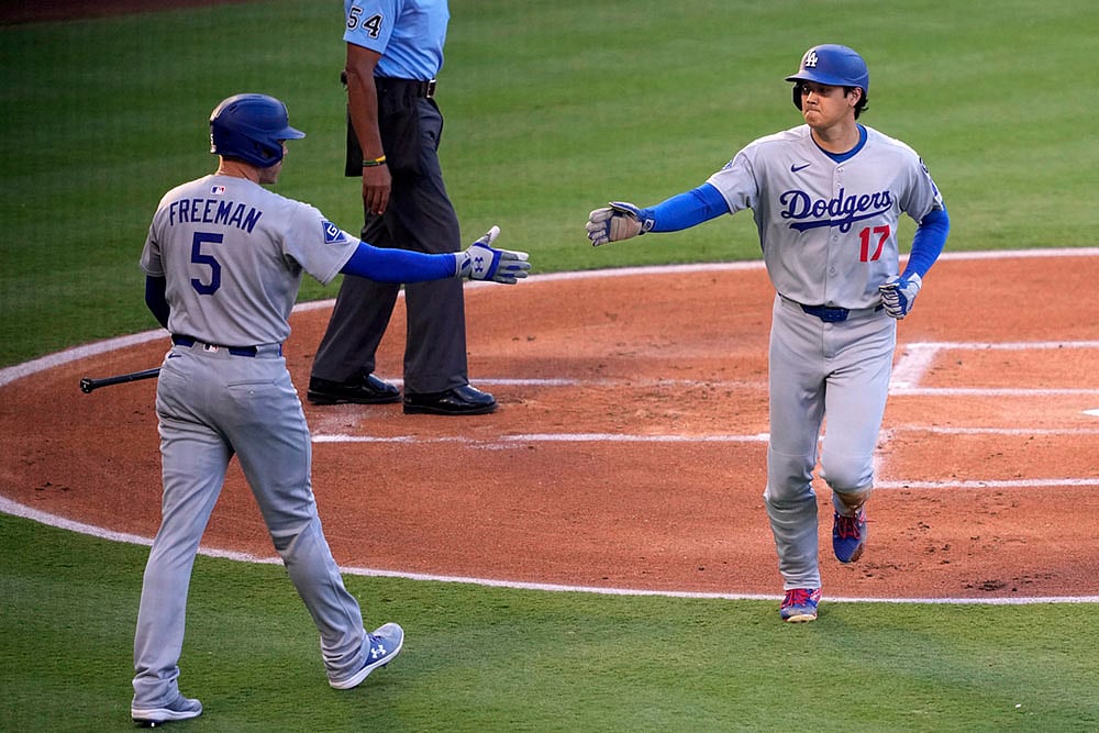 MLB baseball game Los Angeles Angels vs LA Dodgers photos: Freddie Freeman