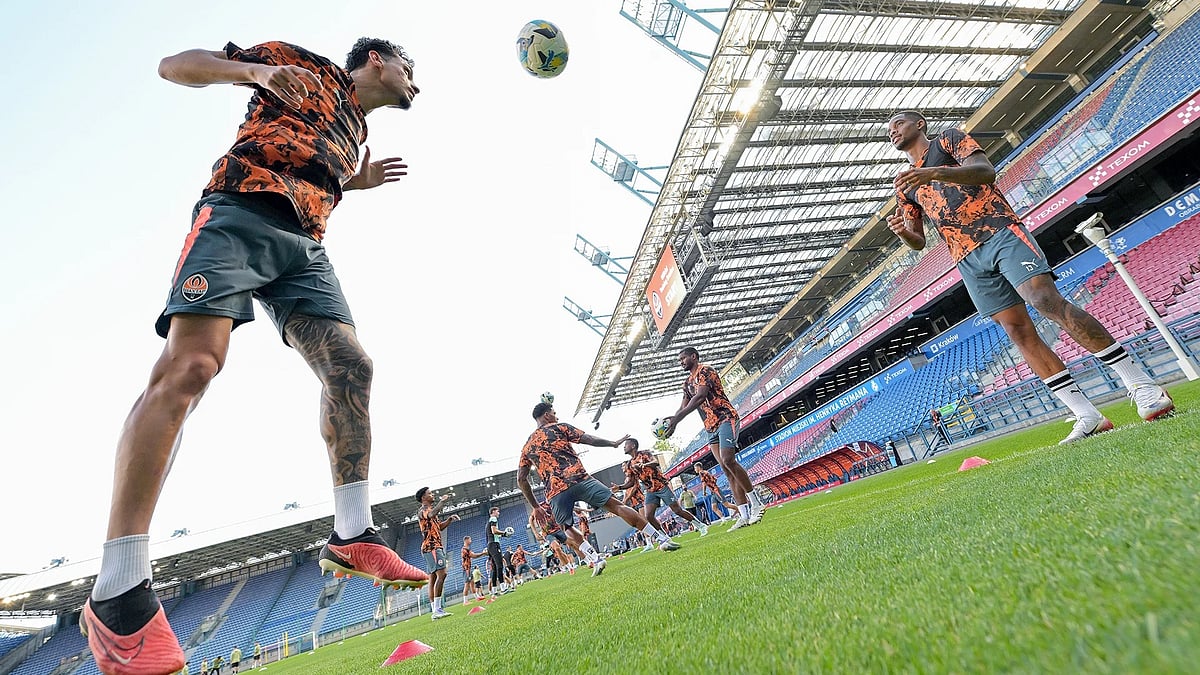 | Photo: X/FCShakhtar_eng : Shakhtar Donetsk vs Panathinaikos, UEFA Europa League Qualifiers: Shakhtar players train ahead of the third round second leg match.
