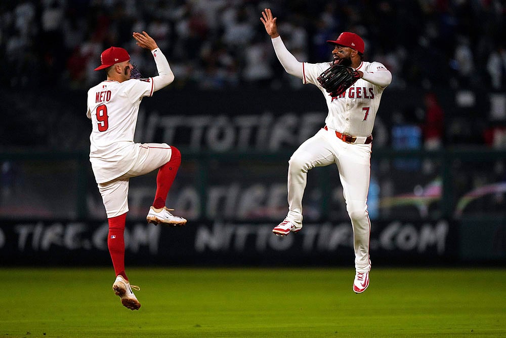 MLB baseball game Los Angeles Angels vs LA Dodgers photos:  Zach Neto