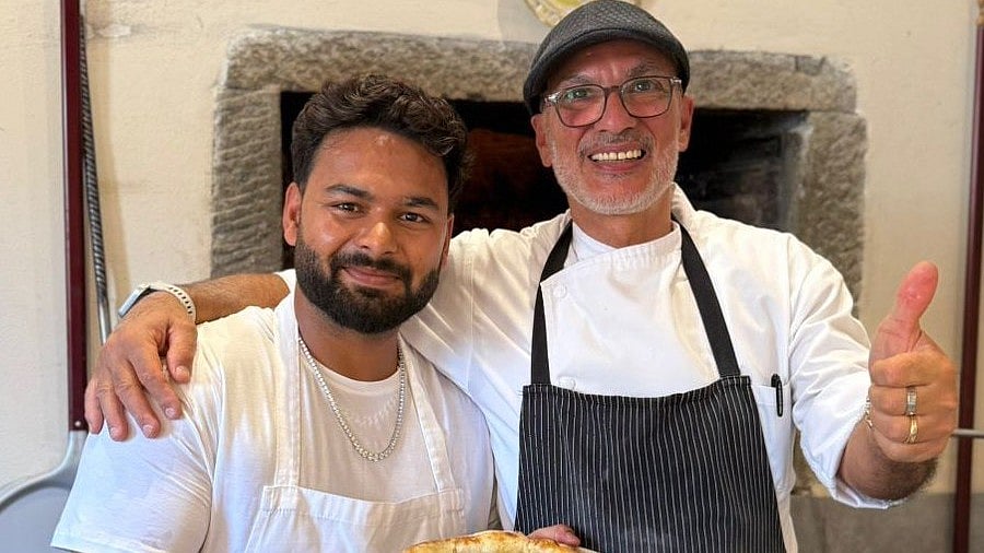 | Photo: Instagram/rishabpant : Rishabh Pant showing off his pizza baking skills.
