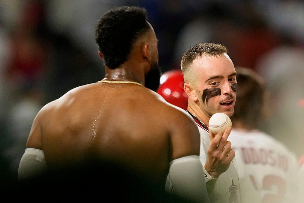 MLB baseball game Los Angeles Angels vs LA Dodgers photos: Zach Neto