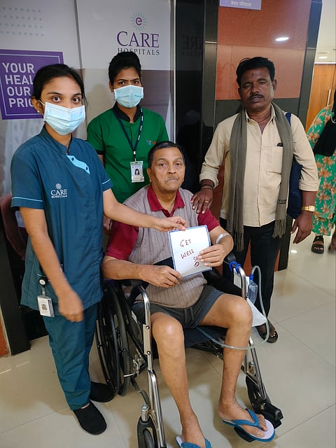 My father, Capt Vibhas Bhushan Thakur with his hired caregiver, Hanumanth
