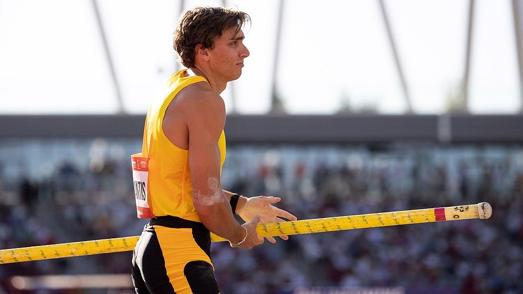 Photo: Boglarka Bodnar/MTI via AP : Armand Duplantis had broken the men's pole vault record for the 13th time at the Hungarian Grand Prix in Budapest.