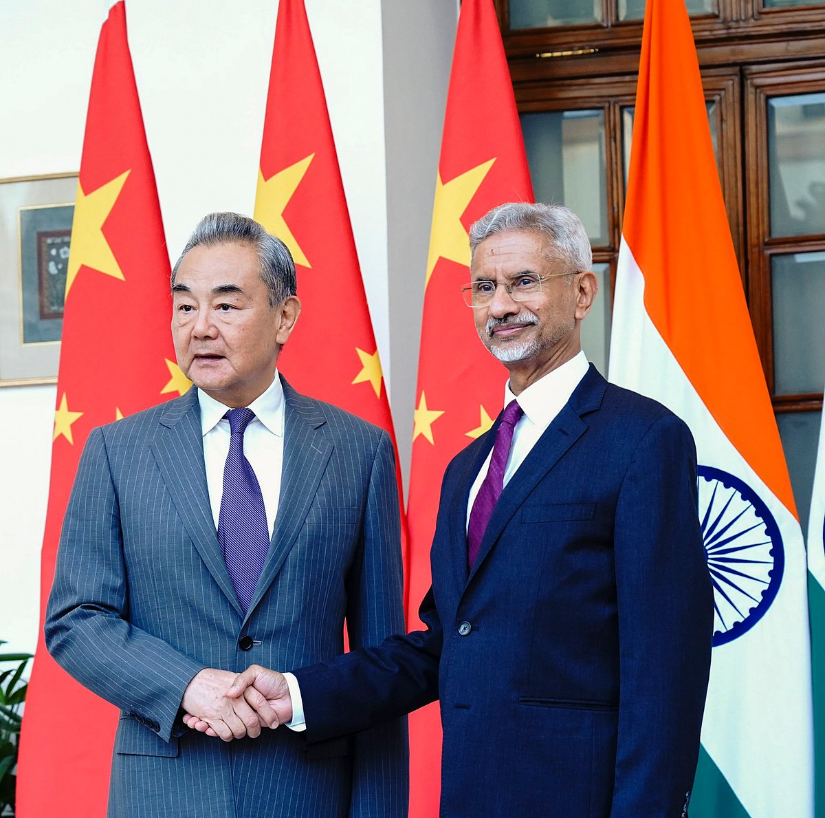 (@DrSJaishankar on X via PTI Photo) : In this image released by @DrSJaishankar via X on August 18, 2025, External Affairs Minister S Jaishankar is seen with Chinese Foreign Minister Wang Yi during a meeting, in New Delhi.