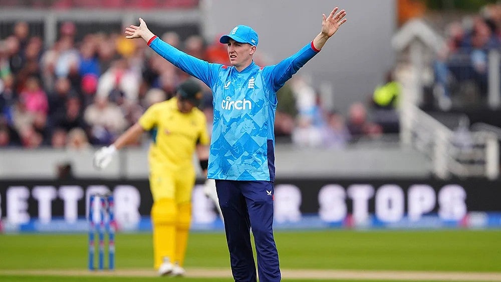 | Photo: Owen Humphreys/PA via AP : England vs Australia 3rd ODI: England's Harry Brook gestures