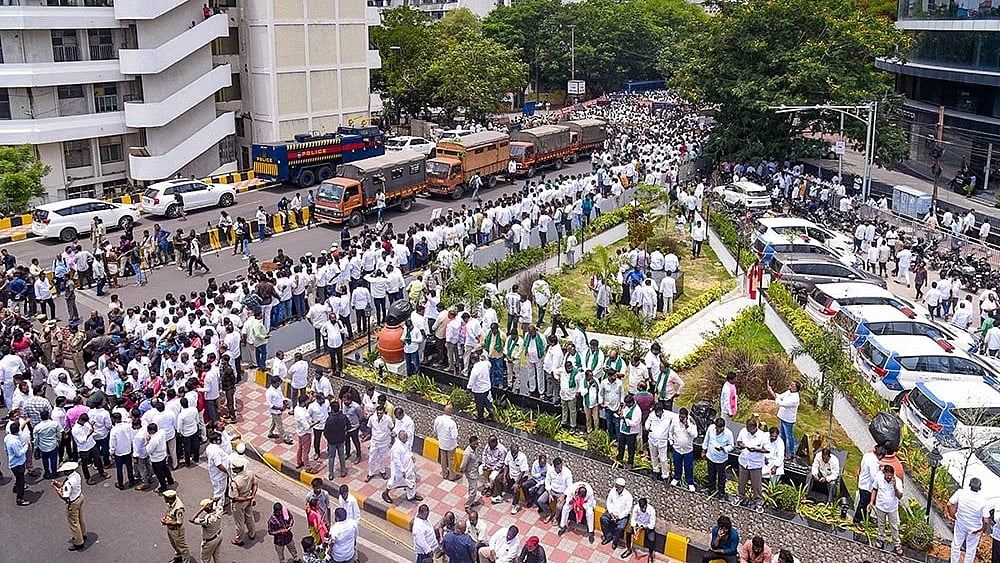 | Photo: PTI : Security measures for KCR's appearance before the Kaleshwaram Commission