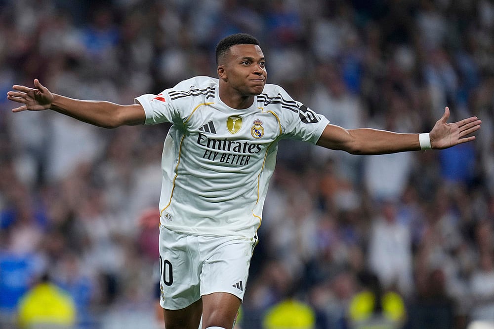 Spain Soccer La liga 2025-26 Real Madrid Vs Osasuna in Madrid_Kylian Mbappe