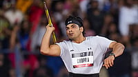 File/PTI : Neeraj Chopra in action.